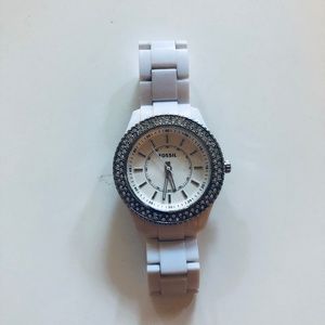 White Fossil Watch